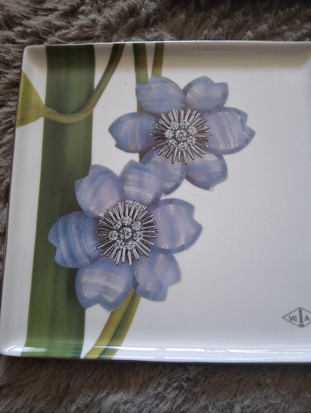 Van Cleef Arpels porcelain jewelry tray butterfly 7x7